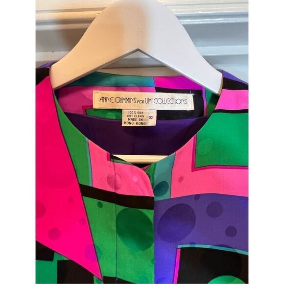 Vintage Anne Crimmins 100% Purple Silk Skirt Suit sz 8 - Picture 3 of 6